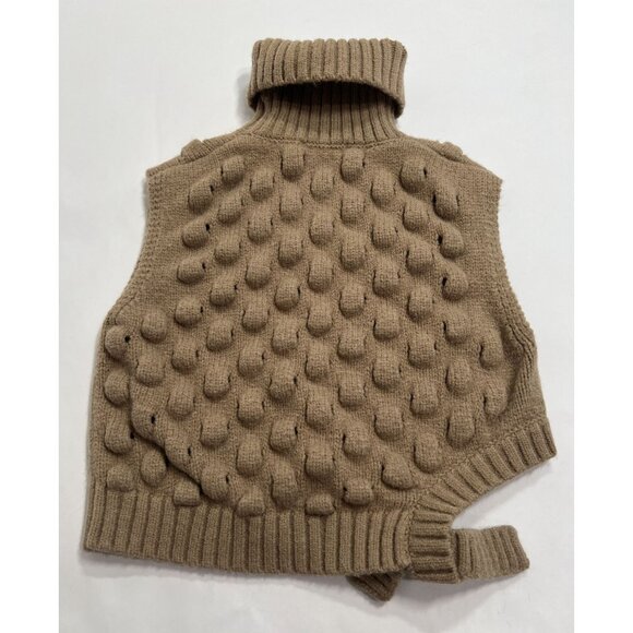 Zara Textured Knit Cropped Vest in Light Camel - Picture 5 of 6